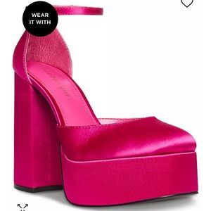 Pink satin two piece platform pumps worn once!